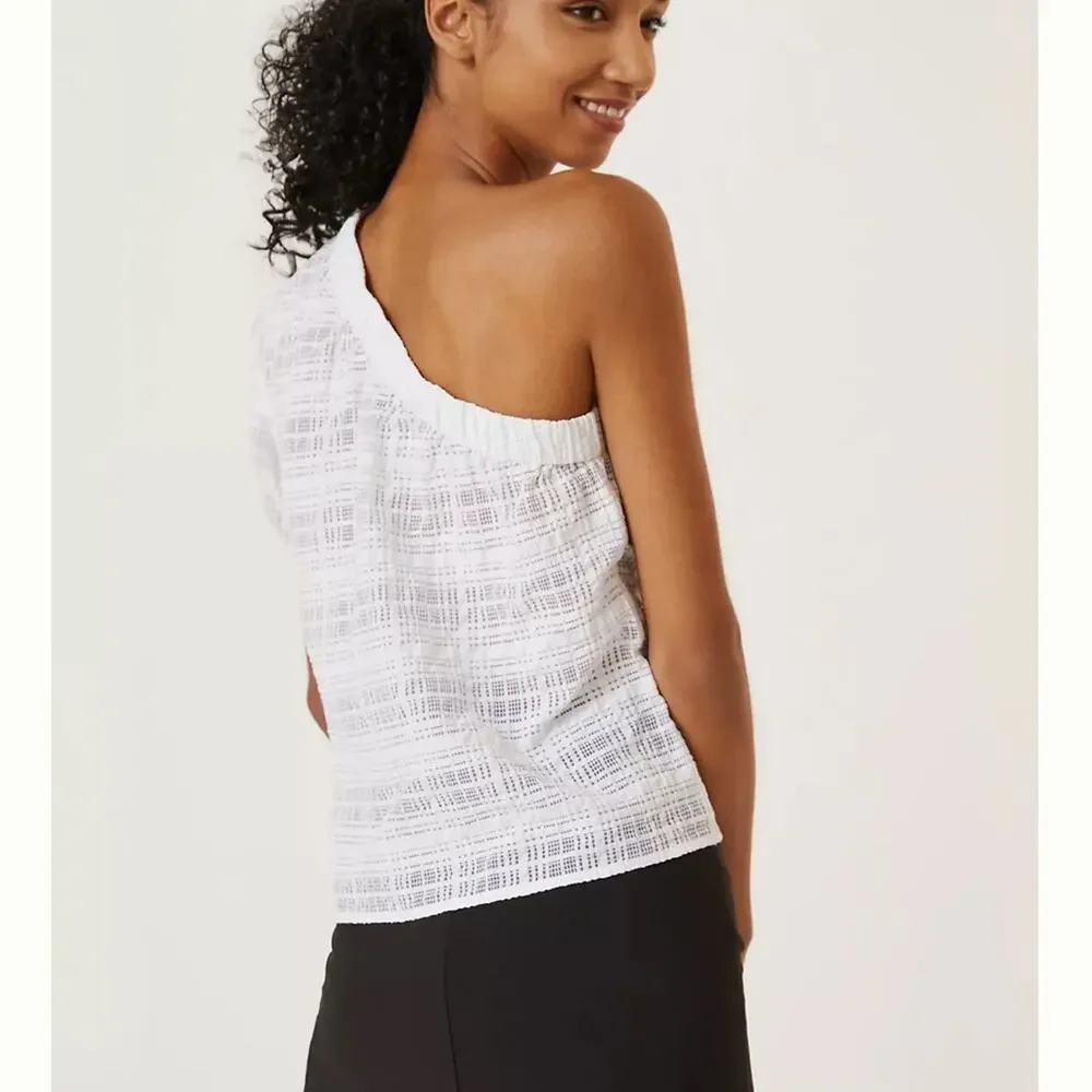 Anthropologie Current Air Blouse One Shoulder White Size Small NEW
